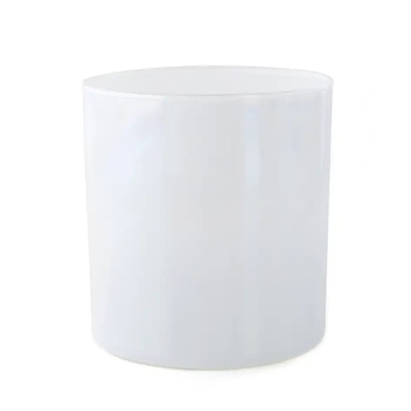 Glossy White Glass Cylinder Jar 3in tall, 2.5in diameter - Picture 1 of 10